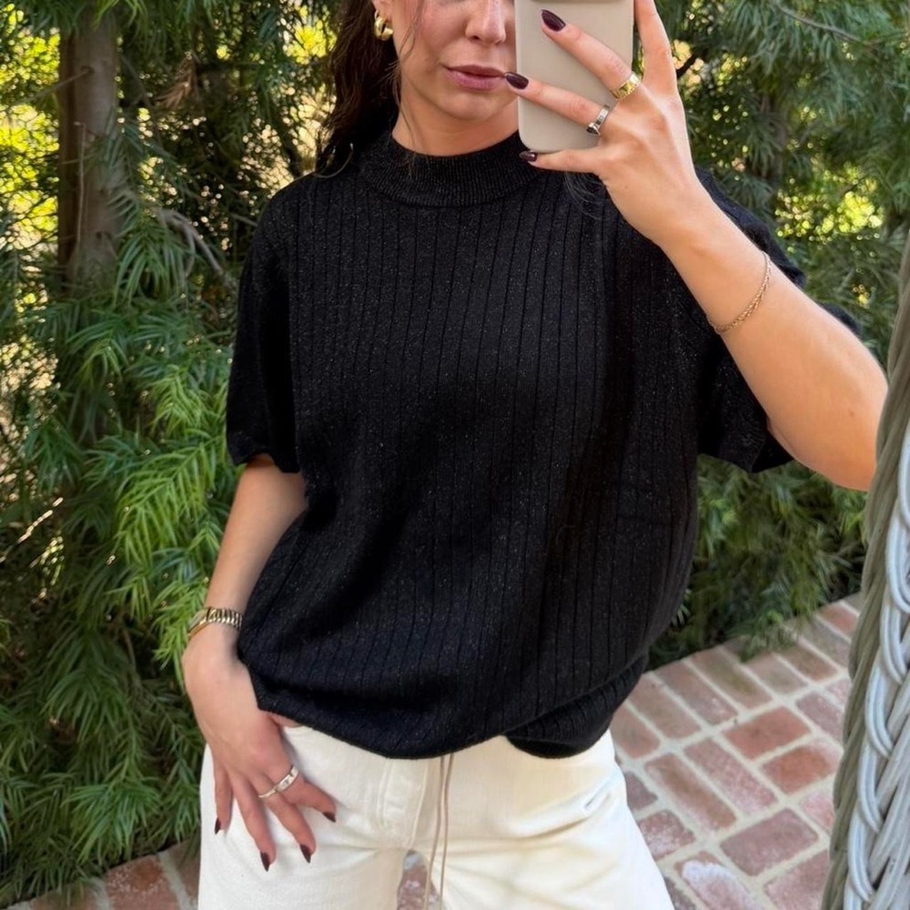 Vintage Sag Harbor mock neck ribbed sweater shirt / fits sz s-L